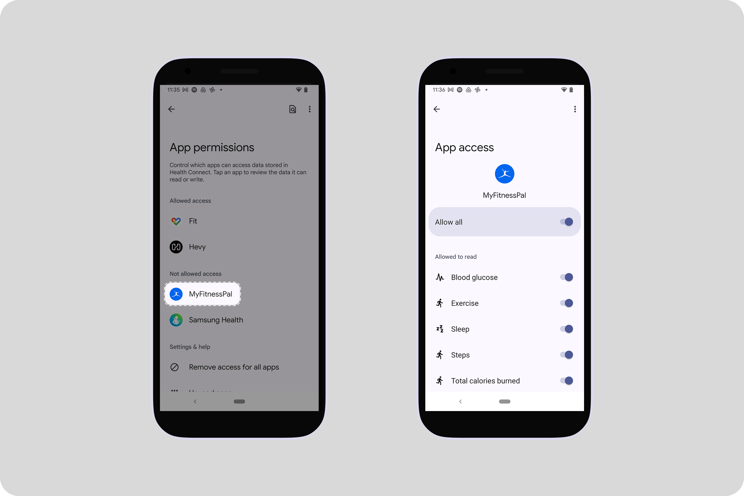 Myfitnesspal - Health connect permissions (1).png